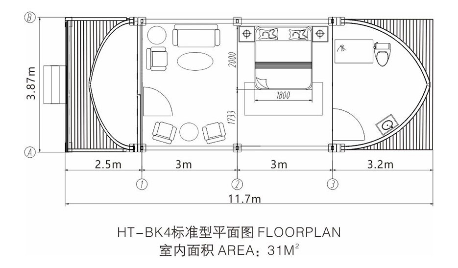 Shell Shape Glamping Tent floor plan