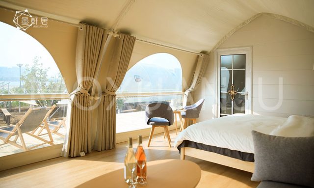 Luxury Glamping shell Tent bedroom