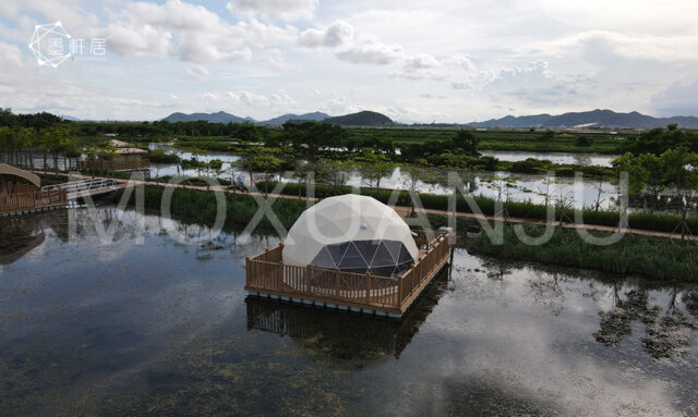 6M geodesic dome tent with bathroom