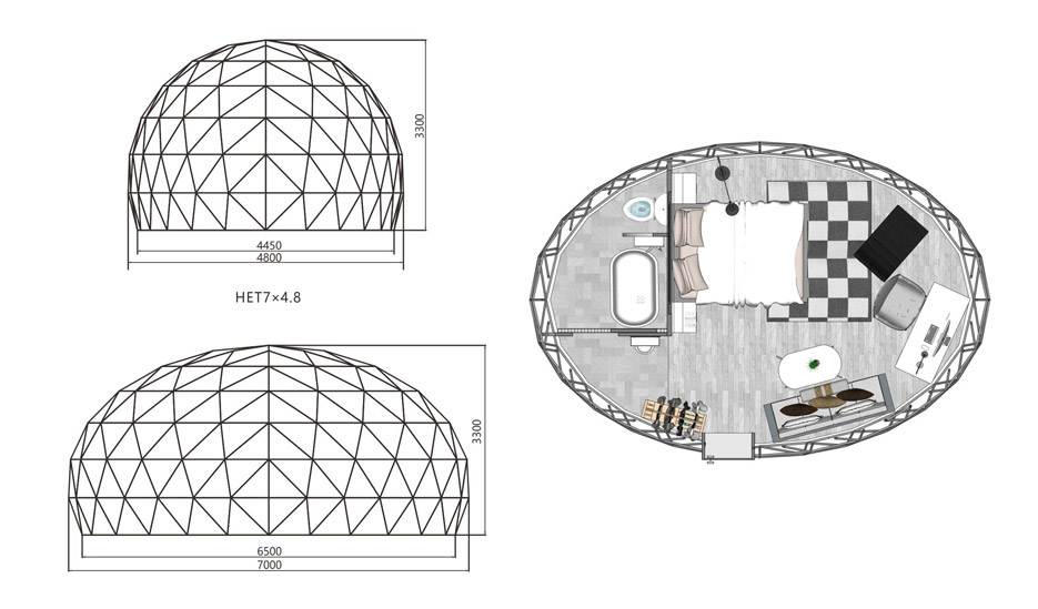 Oval Dome Glamping Tent Floor Plan