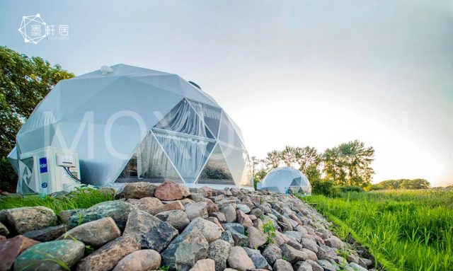 Glamping eco living geodesic dome pods