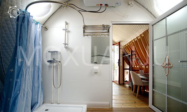 luxury bathroom in a glamping tent