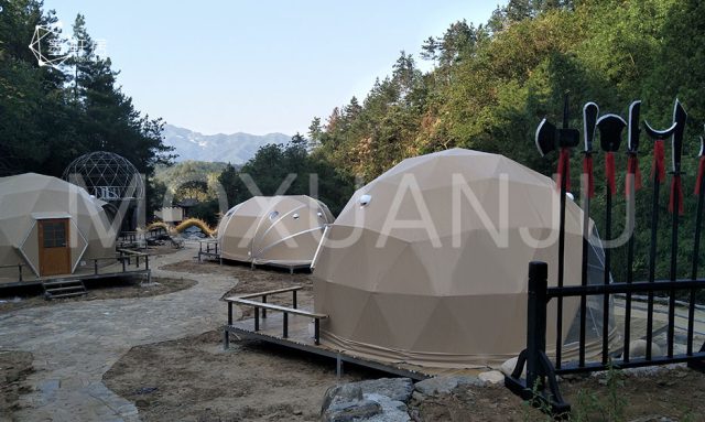 geodesic dome tent with bathroom
