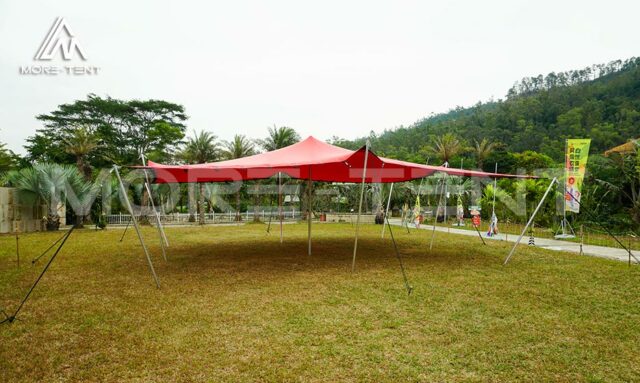 Flexible tent shape setup