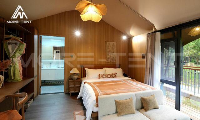 Eco friendly glamping tent protecting natural vegetation