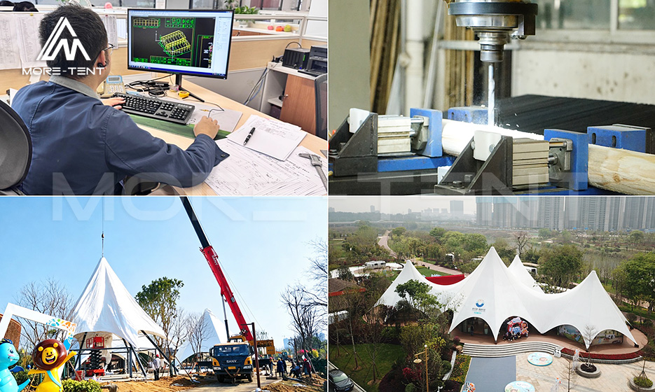 Glamping tent design machining and on site installation process