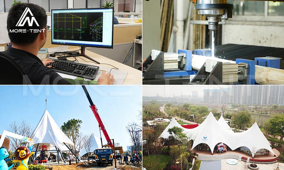 Glamping tent design, precision production, and on-site installation services