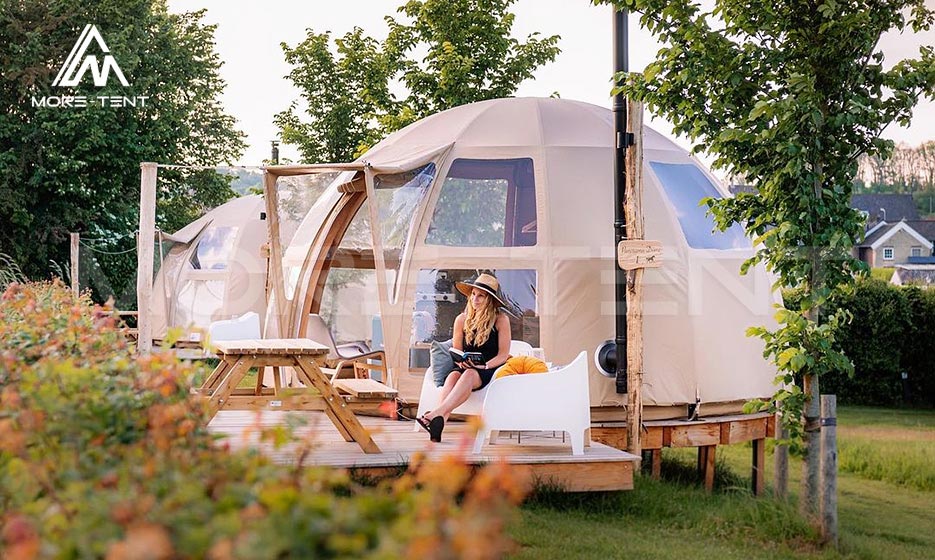 Panorama dome tent with a private outdoor deck